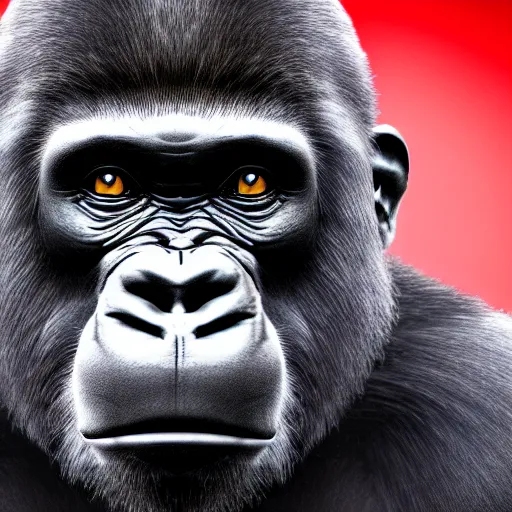 Prompt: dystopian propaganda poster of a gorilla, 4 k, hyper realistic, dslr, high resolution, landscape, beautiful