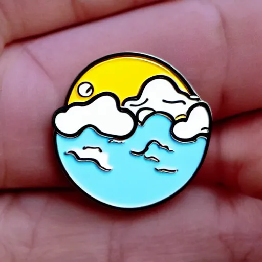 Image similar to clouds enamel pin, style of alumandink