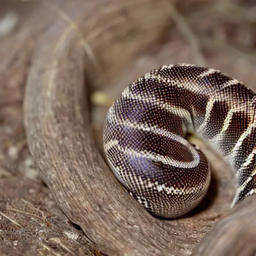 Image similar to very cute western hog nose snake curled in a ball, realistic picture