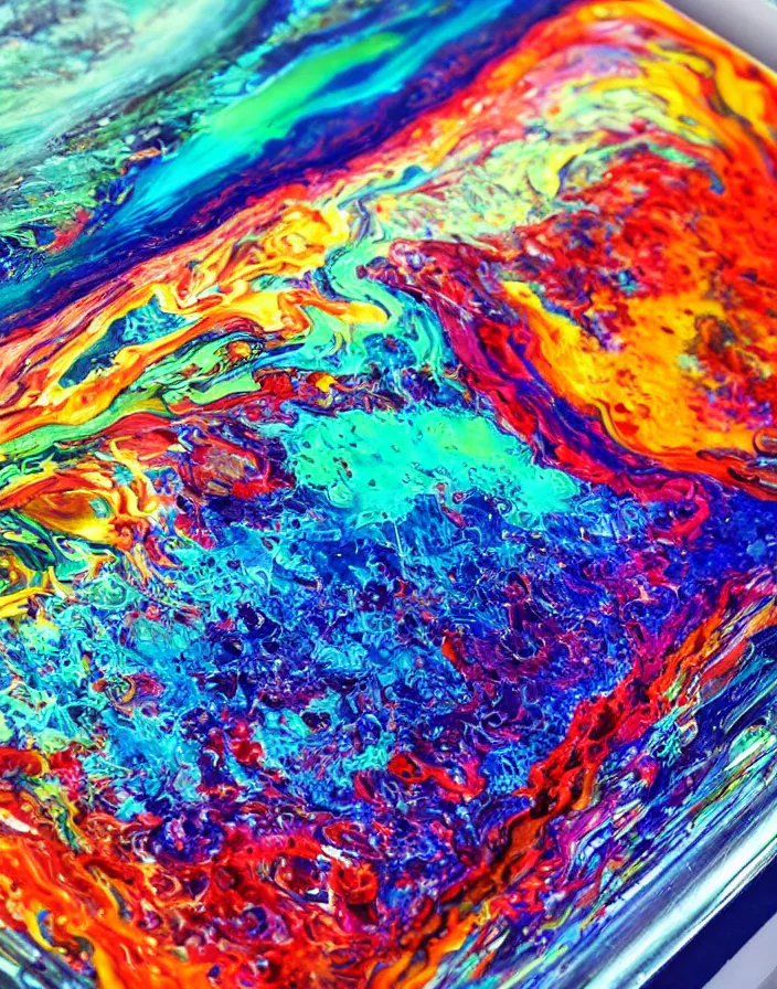 Image similar to a photo of acrylic pouring with amazing color, 8k, award winning, ultra detailed, trending on instagram