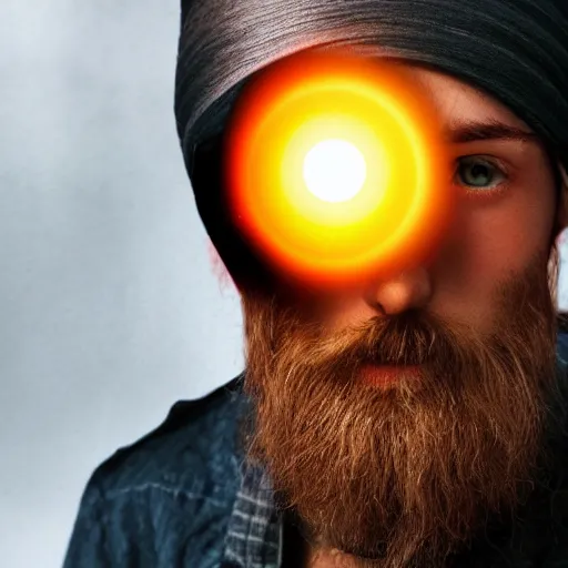 Image similar to a male wizard with glowing eyes, frontal view, cool looking, photoshop