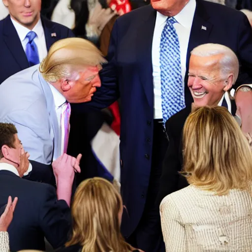 Image similar to Donald Trump kisses Joe Biden, detailed, realistic