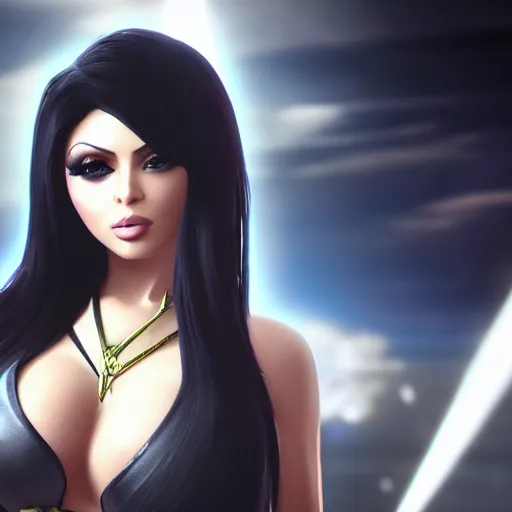 Prompt: portait of haifa wehbe, hd, centred, unreal engine, arcan anime style