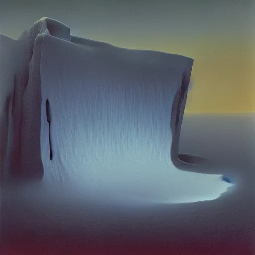 Prompt: Glacier by Zdzisław Beksiński, oil on canvas