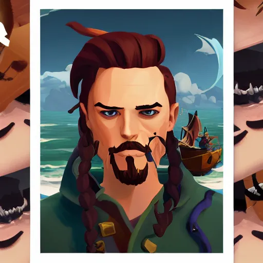 Image similar to painting jack the pirate on sea of thieves game avatar hero mermaid smooth face median photoshop filter cutout vector behance hd by jesper ejsing, by rhads, makoto shinkai and lois van baarle, ilya kuvshinov, rossdraws, illustration, art by ilya kuvshinov and gustav klimt