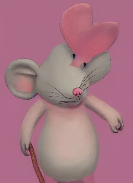 Prompt: little pink mouse in the style of Xose Tomas