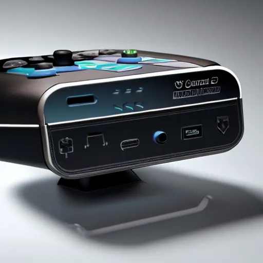 Image similar to product shot of nintendo's gaming console from the year 2 1 5 0