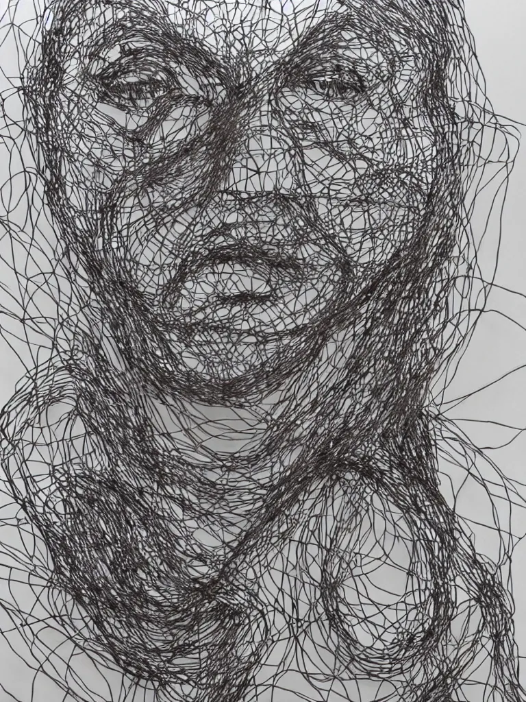 Image similar to famous examples of wire art portraiture