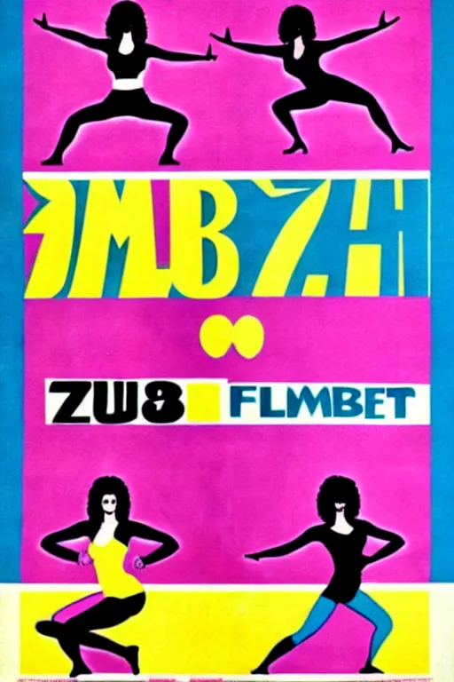 Image similar to 1970s zumba fitness art poster