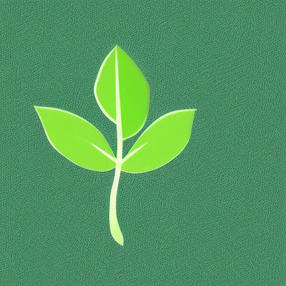 Prompt: one green leaf logo of a app simple back background digital art, minimal