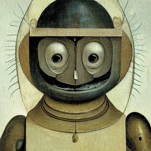 Prompt: a portrait of a robot by hieronymus bosch, detailed