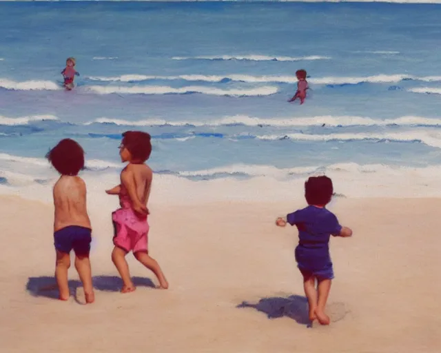 Prompt: children playing at the beach, cdx