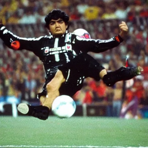 Image similar to Maradona scores penalty kick on Darth Vader, highly detailed