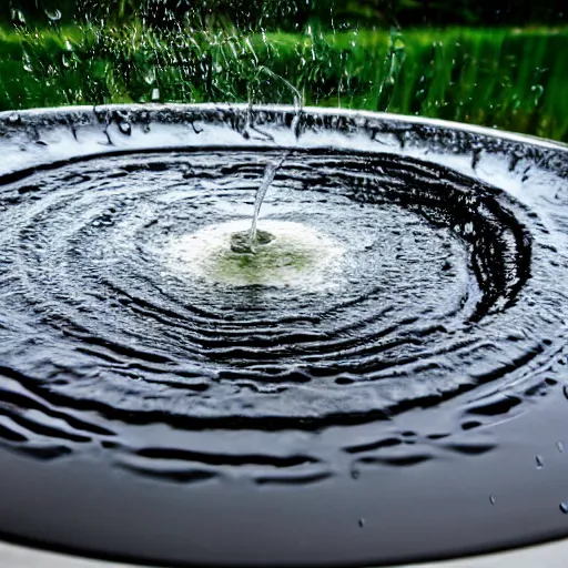 Prompt: rain water swirling around like a whirlpool.
