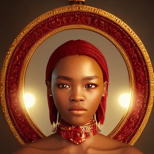 Prompt: portrait of wonderful princess of ruby with dark skin, ornate 8 k gorgeous intricate detailed, accent lighting, dramatic light, octane render