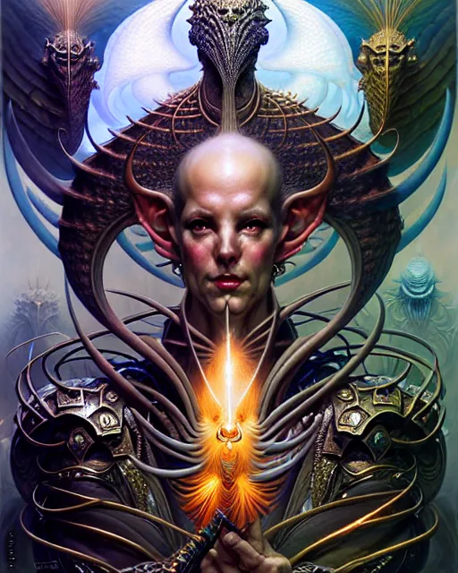 Image similar to a portrait of the armies of good and evil, fantasy character portrait made of fractals facing each other, ultra realistic, wide angle, intricate details, the fifth element artifacts, highly detailed by peter mohrbacher, hajime sorayama, wayne barlowe, boris vallejo, aaron horkey, gaston bussiere, craig mullins