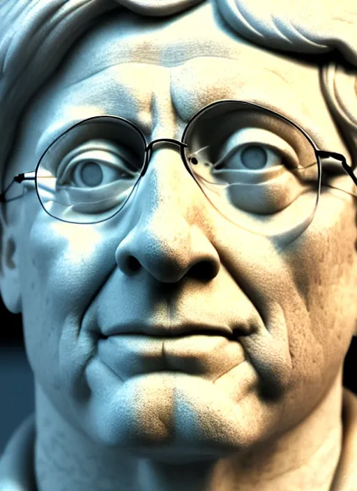 Prompt: bill gates as marble statue, soft surface texture, very realistic 3 d render, soft sun lights, 4 k, high detailed photography result