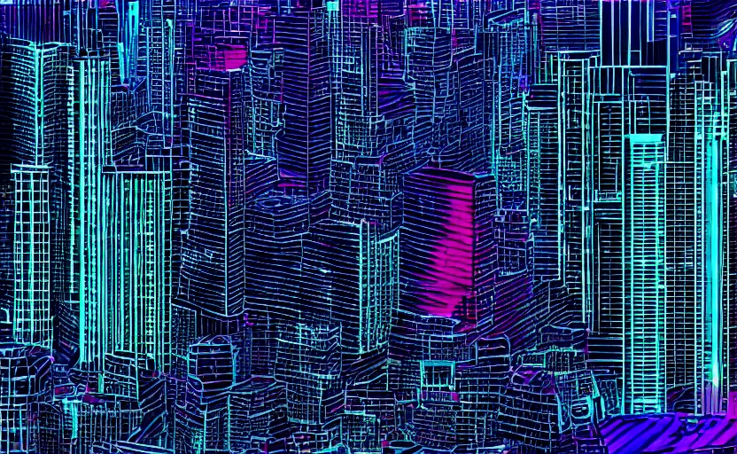 Image similar to beautiful synthwave city in a spectrogram