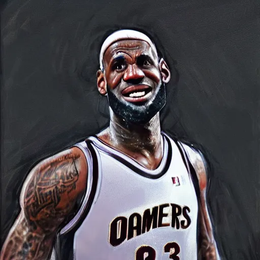 Image similar to paparazzi photo of Lebron James wearing ballet clothes, ultra high definition, professional photography, dynamic shot, smiling, high angle view, portrait, Cinematic focus, Polaroid photo, vintage, neutral colors, soft lights, foggy, by Steve Hanks, by Serov Valentin, by lisa yuskavage, by Andrei Tarkovsky 8k render, detailed, oil on canvas