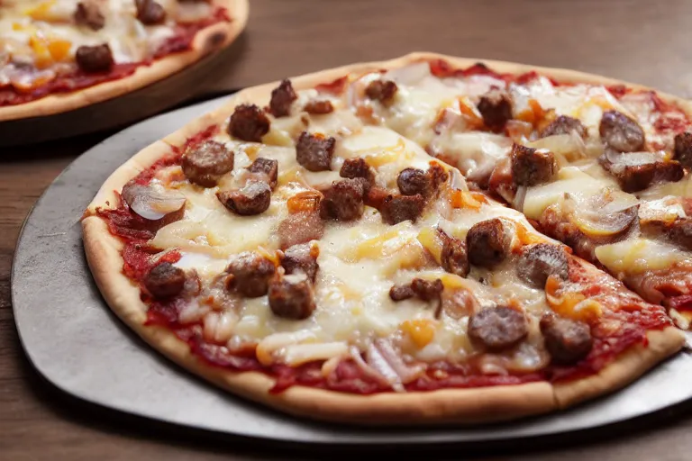 Image similar to sausage-onion-pizza