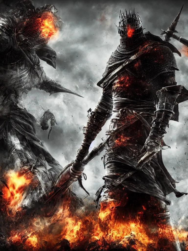 Image similar to dark souls 3 in battlefield 3 poster style