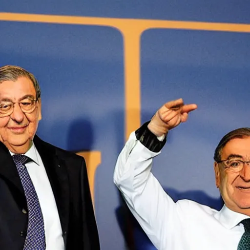 Image similar to florentino perez as president of spain together with shin chan