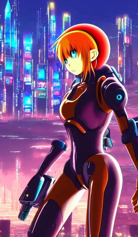 Prompt: anime fine details portrait of Samus in front of cyberpunk moder city landscape on the background deep bokeh, close-up view, anime masterpiece by Studio Ghibli. 8k, sharp high quality anime, artstation