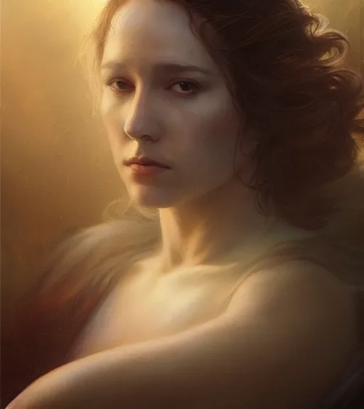 Image similar to riveting gracious seductive oracle of delphi portrait, soft rim light, mysterious atmospheric lighting, painted, intricate, volumetric lighting, beautiful, rich deep colours masterpiece, golden hour, sharp focus, ultra detailed, by leesha hannigan, ross tran, thierry doizon, kai carpenter, ignacio fernandez rios