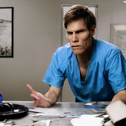 Image similar to Live Action Still of Jerma in Breaking Bad, real life, hyperrealistic, ultra realistic, realistic, highly detailed, epic, HD quality, 8k resolution, body and headshot, film still