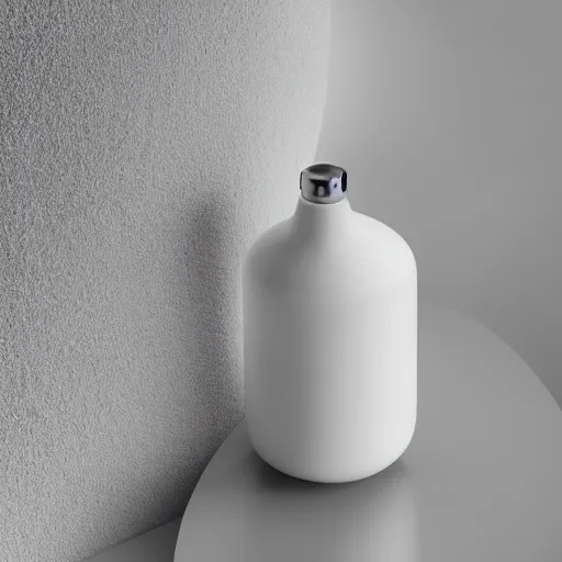 Image similar to centered white perfume bottle next to halved - coconuts, with white crisp zen modern minimalist bacgkround, illumination lighting, sharp focus, vogue, hartper's bazaar