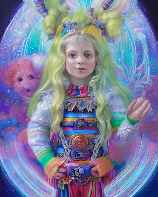 Image similar to rainbow brite portrait | highly detailed | very intricate | symmetrical | whimsical and magical | soft cinematic lighting | award - winning | closeup portrait | doll | painted by donato giancola and mandy jurgens and ross tran | pastel color palette | featured on artstation