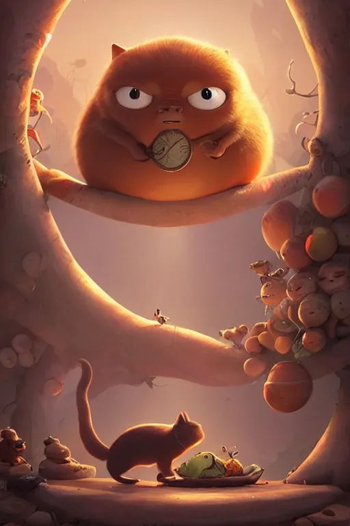 Image similar to round antropomorphic acorn and his cat friend in a slice of life movie, cerebri movie poster, by nuri iyem, james gurney, james jean, greg rutkowski, anato finnstark. pixar. hyper detailed, 5 0 mm, award winning photography, perfect faces