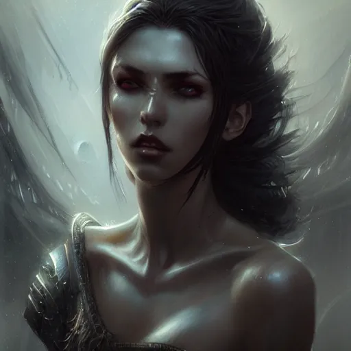 Image similar to esmarelda, character portrait, sharp, digital matte painting, art by luis royo, greg rutkowski, wlop, dramatic lighting, trending on artstation