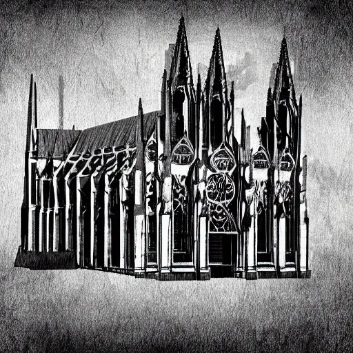 Prompt: gothic cathedral as a chemical plant, digital art