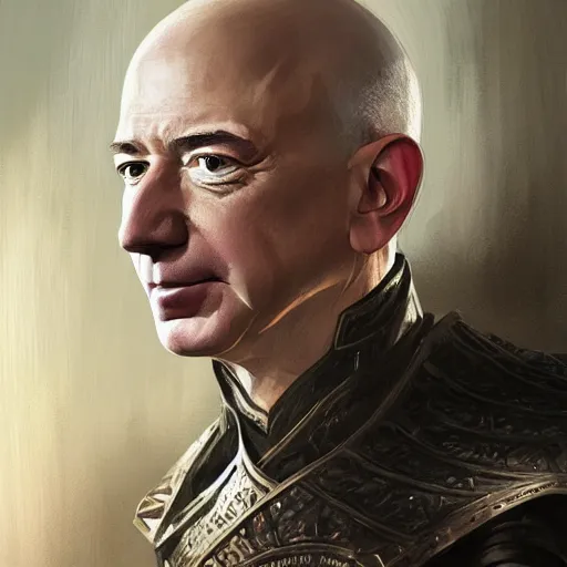 Image similar to jeff bezos as a game of thrones character, highly detailed digital painting, artstation, concept art, smooth, sharp focus, illustration, art by artgerm and greg rutkowski and alphonse mucha
