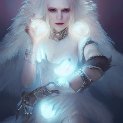 Image similar to white wolf princess, huggy wuggy from poppy playtime video game, fullbody, ultra high detailed, glowing lights, oil painting, greg rutkowski, charlie bowater, beeple, unreal 5, daz, hyperrealistic, octane render, rpg portrait, dynamic lighting, fantasy art, beautiful face