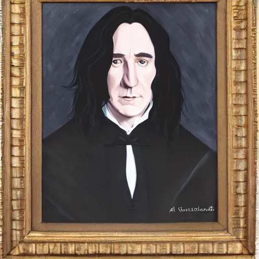 Image similar to A portrait of Severus Snape depicted as Albus Dumbledor, oil painting