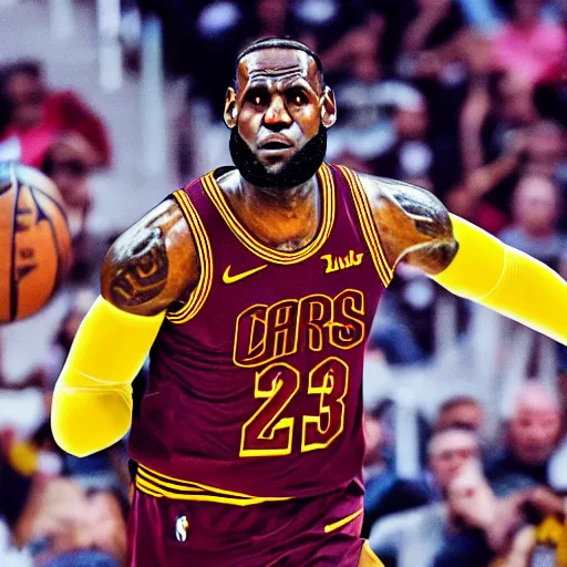 Lebron James holding a mickey mouse trophy, digital art, Stable Diffusion