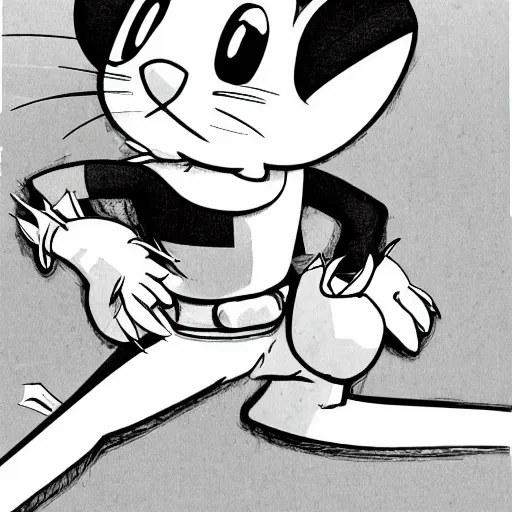 Image similar to mouse, illustrated by mato and ken sugimori, manga, black and white illustration