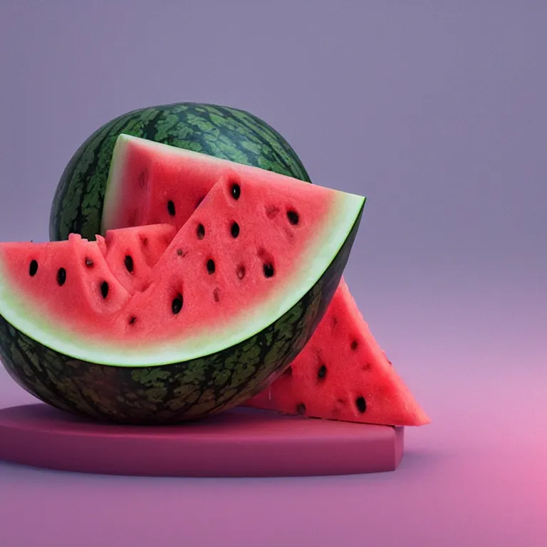 Prompt: still life watermelon by beeple, octane render, cgsociety