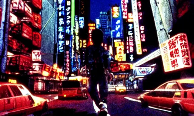 Image similar to full - color cinematic movie still from a 1 9 8 8 live - action adaptation of akira, in neo tokyo. science - fiction ; action ; gritty ; dystopian ; violent ; apocalyptic.