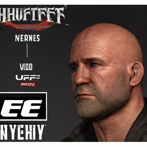 Image similar to character screenshot of ufc president dana white, npc, skyrim, wilderness, 1 0 8 0 p, bokeh, elder scrolls v, detailed, dialog text