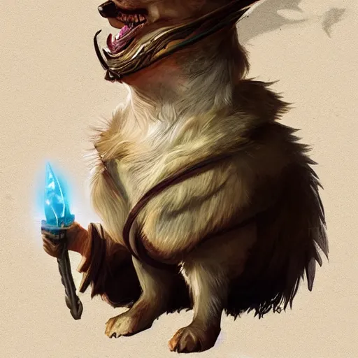 Prompt: d & d character art, anthropomorphic corgi casting a healing spell, fantasy, magical, mystical, beautiful, hyperrealistic, extremely detailed digital illustration, greg rutkowski, artgerm, trending on artstation