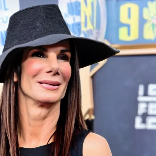 Image similar to sandra bullock wearing a very large silly hat