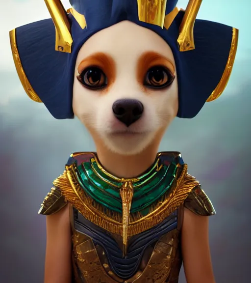 Prompt: an epic fantasy comic book style portrait painting of an extremely cute and adorable very beautiful pharaoh puppy, character design by mark ryden and pixar and hayao miyazaki, unreal 5, daz, hyperrealistic, octane render, cosplay, rpg portrait, dynamic lighting, intricate detail, harvest fall vibrancy, cinematic
