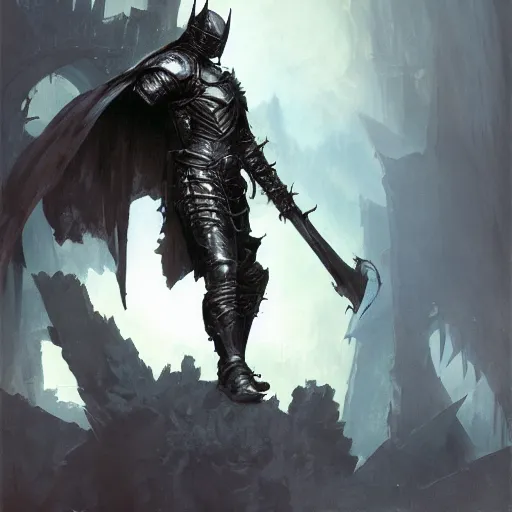 Prompt: The Dark Souls Knight, full body artwork by Craig Mullins, Simon Bisley, Gregory Manchess, Fernanda Suarez, Artem Demura, Alphonse Mucha, Donato Giancola, Jason Felix, Steve Argyle, Tyler Jacobson, Peter Mohrbacher, digital art, trending on artstation