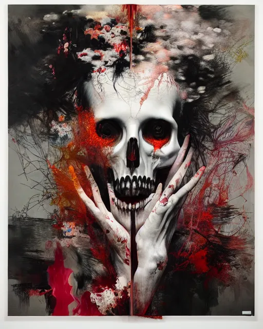 Prompt: death is not mercurial it's patient unlike life, hauntingly surreal, gothic, rich deep colours, painted by francis bacon, adrian ghenie, james jean and petra cortright, part by gerhard richter, part by takato yamamoto. 8 k masterpiece.