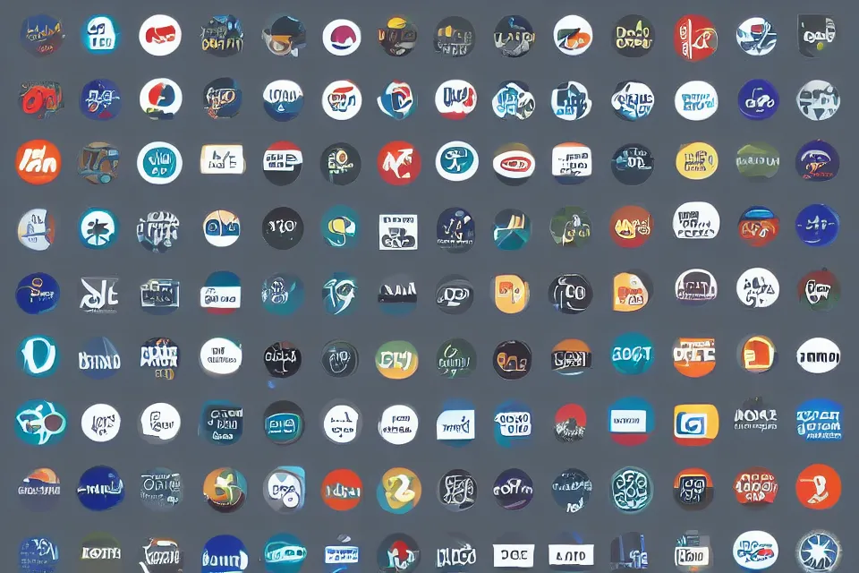 Image similar to a grid of imaginary tech company logos
