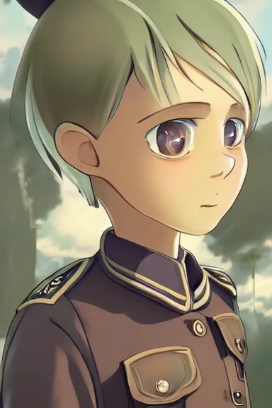 Prompt: beautiful little boy in nazi male uniform. made in abyss art style, sharps focus, pose, cute detailed artwork, anatomically correct, ilya kuvshinov, reflection, perfect composition, mobile wallpaper, digital art, detailed anime soft face, symmetrical face, western comic, illustration, realistic, smooth, lois van baarle, soft details