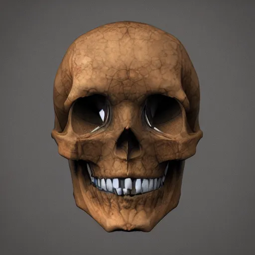 Prompt: square skull, 3D Render, Unreal Engine